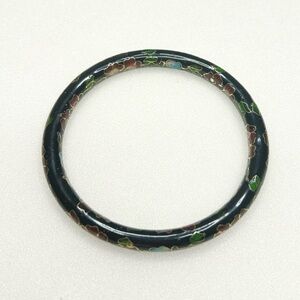 Antique Chinese Cloisonné Floral Enamel Bangle Bracelet